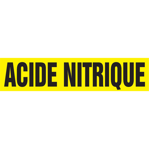 Marqueur de tuyau "Acid Nitrique", Autocollant, 4" h x 24" la, Noir sur jaune Groupe Belzile Dickner