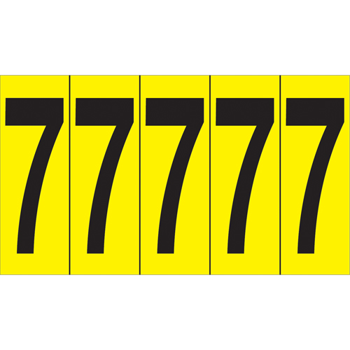 Rep&egrave;res adh&eacute;sifs &agrave; chiffres individuels, 7, 3-7/8" h, Noir sur jaune Groupe Belzile Dickner