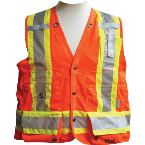 Surveyor Safety Vest, High Visibility Orange, Medium, Polyester Groupe Belzile Dickner