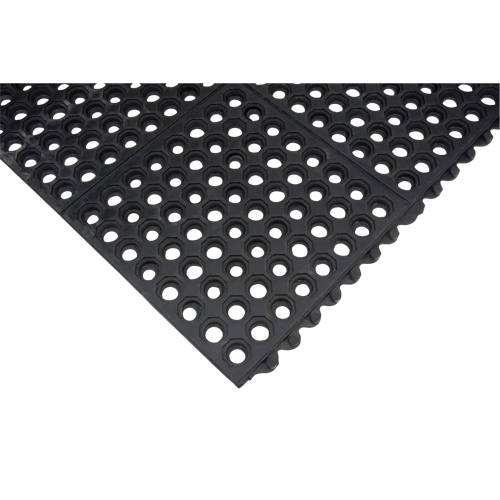 Anti-Fatigue Link Matting, Honeycomb, 3' x 3' x 1/2", Black, Natural Rubber Groupe Belzile Dickner