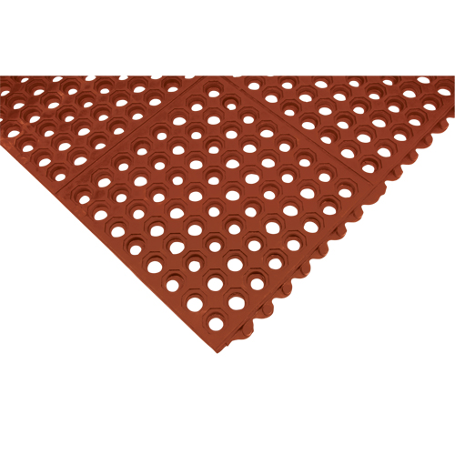Anti-Fatigue Link Matting, Honeycomb, 3' x 3' x 1/2", Brown, Nitrile/Rubber Groupe Belzile Dickner