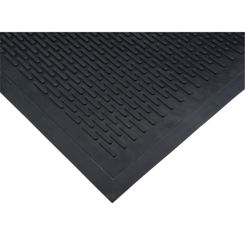 Tapis &agrave; profil bas, Caoutchouc, Grattoir Type, Motif Plein, 3' x 5', Noir Groupe Belzile Dickner
