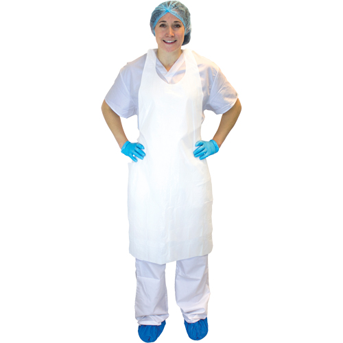 Polyethylene Apron, Polyethylene, White, 28" W x 46" L Groupe Belzile Dickner