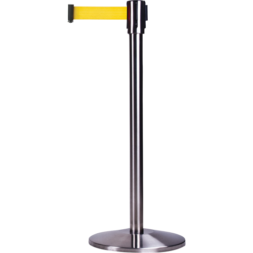Barri&egrave;res sur pieds pour le contr&ocirc;le des foules, Acier, 35" h, Ruban Jaune, Longueur du ruban 12' Groupe Belzile Dickner