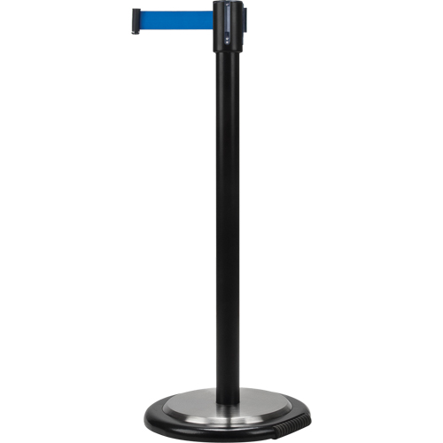Barri&egrave;res sur pieds pour le contr&ocirc;le des foules, Acier, 35" h, Ruban Bleu, Longueur du ruban 7' Groupe Belzile Dickner