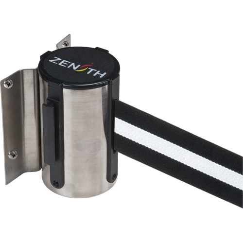 Wall Mount Barrier, Steel, Screw Mount, 7', Black/White Tape Groupe Belzile Dickner