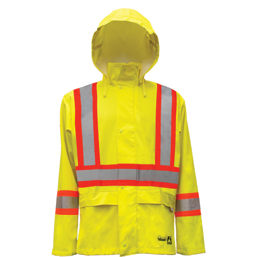 Hi-Vis FR/PU Safety Rain Jackets, Small, High Visibility Lime-Yellow Groupe Belzile Dickner