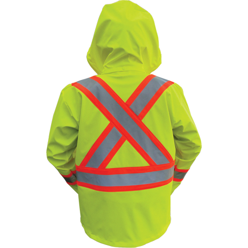Hi-Vis FR/PU Safety Rain Jackets, Small, High Visibility Lime-Yellow Groupe Belzile Dickner