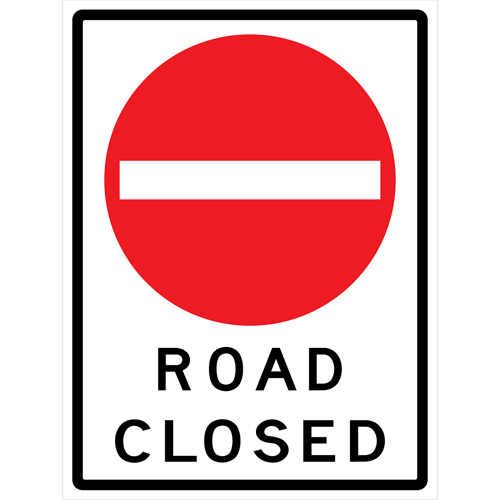 Enseigne enroulable de circulation  Road Closed , 36" x 48", Vinyle, Anglais avec pictogramme Groupe Belzile Dickner