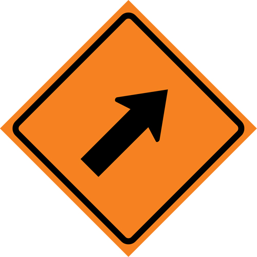 Right Diagonal Arrow Roll-Up Traffic Sign, 36" x 36", Vinyl, Pictogram Groupe Belzile Dickner