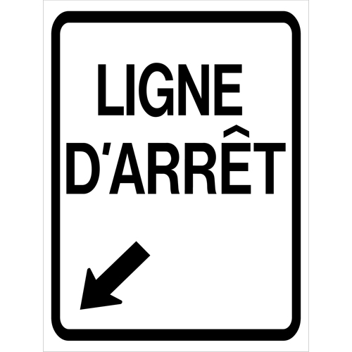 "Ligne d'Arr&ecirc;t" Roll-Up Traffic Sign, 23-3/5" x 29-1/2", Vinyl, French with Pictogram Groupe Belzile Dickner
