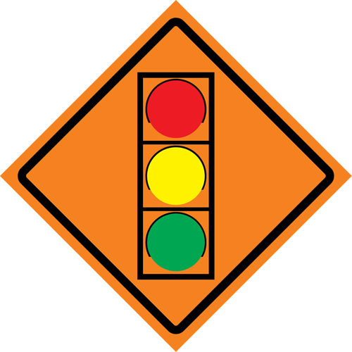 Stop Light Roll-Up Traffic Sign, 29-1/2" x 29-1/2", Vinyl, Pictogram Groupe Belzile Dickner