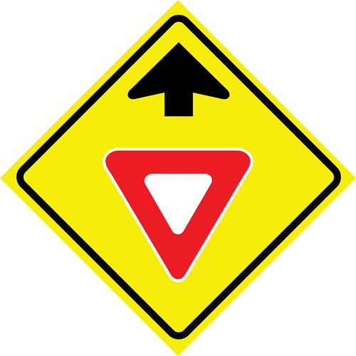 "Yield Ahead" Roll-Up Traffic Sign, 36" x 36", Vinyl, Pictogram Groupe Belzile Dickner