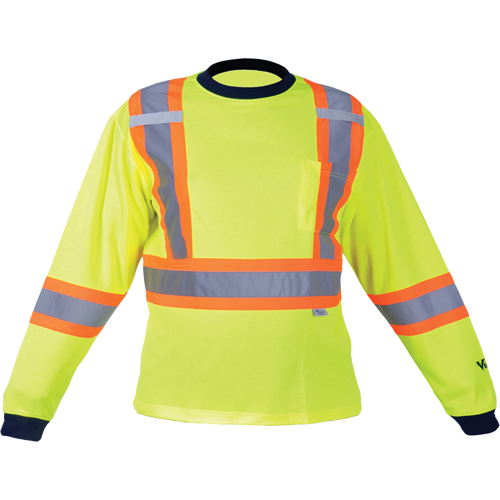 Chemise de s&eacute;curit&eacute; &agrave; manches longues, Polyester, Moyen, Jaune lime haute visibilit&eacute; Groupe Belzile Dickner