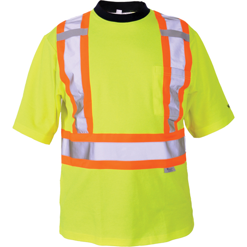 Safety T-Shirt, Polyester, Medium, High Visibility Lime-Yellow Groupe Belzile Dickner