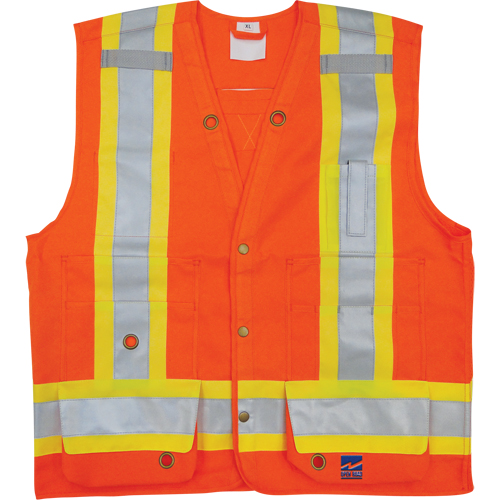 Surveyor Safety Vest, High Visibility Orange, Small, Polyester Groupe Belzile Dickner