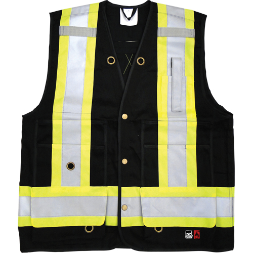Fire Retardant Surveyor Safety Vest, Black, Small, Cotton Groupe Belzile Dickner