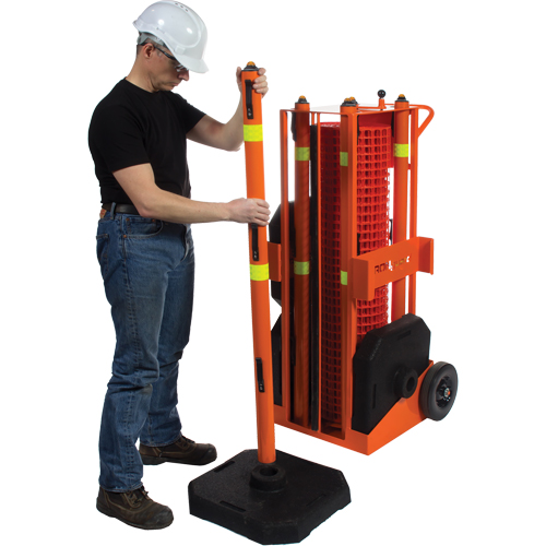 Portable Safety Zone, 100' L, Steel, Orange Groupe Belzile Dickner
