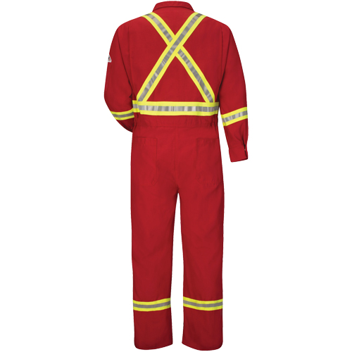 Flame-Resistant Deluxe Coveralls with Reflective Trim, Size 38, Red, 5.6 cal/cm² Groupe Belzile Dickner