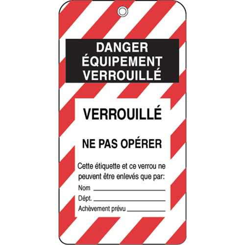 Lockout Tags, Plastic, 3" W x 5-3/4" H, French Groupe Belzile Dickner