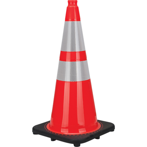 C&ocirc;ne de signalisation de premi&egrave;re qualit&eacute;, 28", Orange, Bande(s) r&eacute;fl&eacute;chissante(s) 4" & 6" Groupe Belzile Dickner