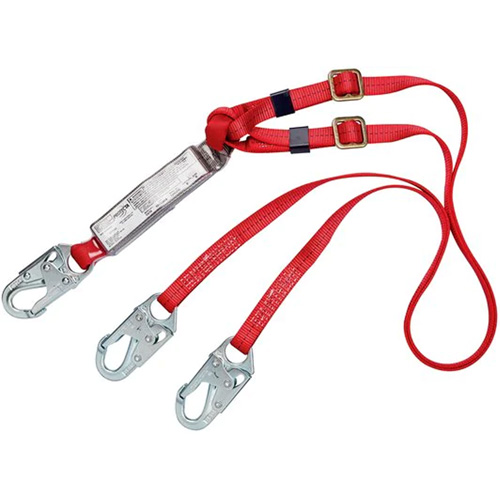 PRO Shock-Absorbing Lanyard, 6', Snap Hook Center, Snap Hook Leg Ends, Polyester Groupe Belzile Dickner
