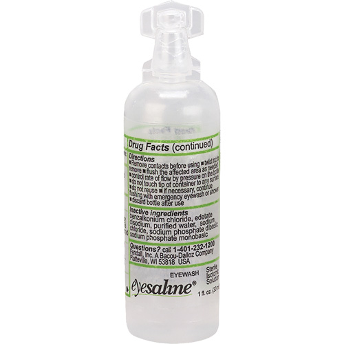 Saline Eyewash Bottles, Full Bottle, 1 oz. Groupe Belzile Dickner