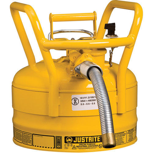 Bidons s&eacute;curitaires D.O.T. de AccuFlow, Type II, Acier, 2,5 gal. US, Jaune, Homologu&eacute; FM Groupe Belzile Dickner