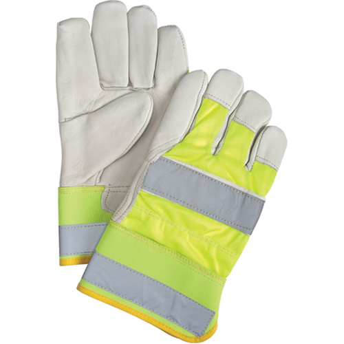 Gants d'ajusteur orange haute visibilit&eacute; &agrave; chaleur sup&eacute;rieure, Grand, Paume en Cuir fleur de vache, Doublure en Thinsulate Groupe Belzile Dickner