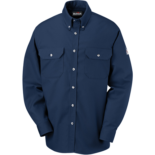Flame-Resistant Cool Touch&reg; 2 Button Front Deluxe Shirts, Small, Navy Blue Groupe Belzile Dickner