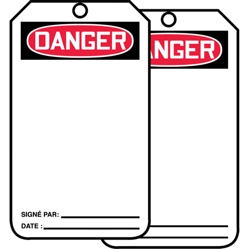 Safety Tags, Plastic, 3-1/8" W x 5-7/8" H, French Groupe Belzile Dickner