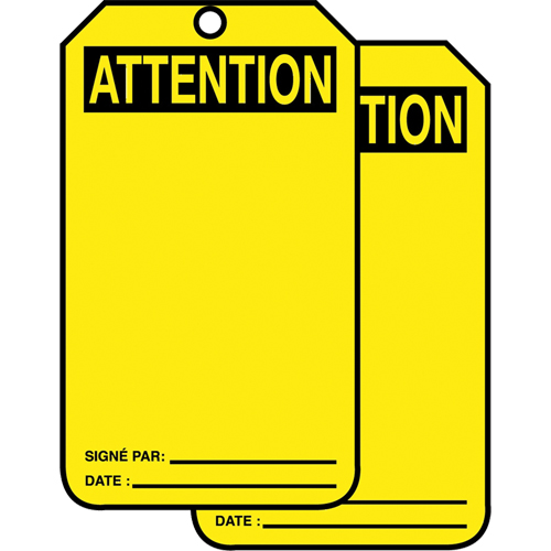 Safety Tags, Cardstock, 3-1/8" W x 5-7/8" H, French Groupe Belzile Dickner