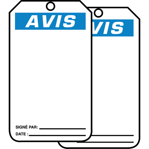 Safety Tags, Cardstock, 3-1/8" W x 5-7/8" H, French Groupe Belzile Dickner