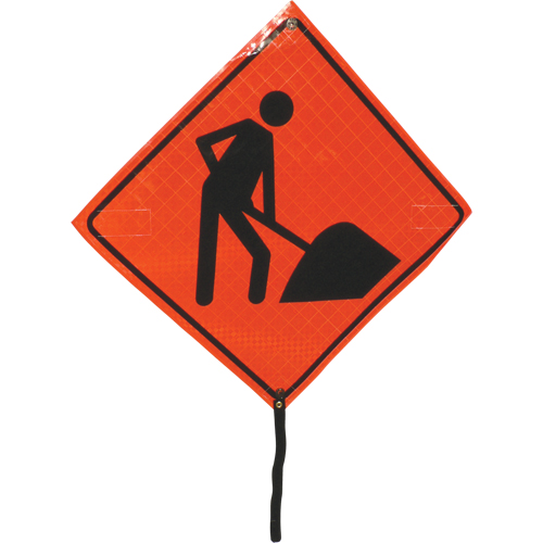 Men At Work Rolled Sign, 24" x 24", Vinyl, Pictogram Groupe Belzile Dickner