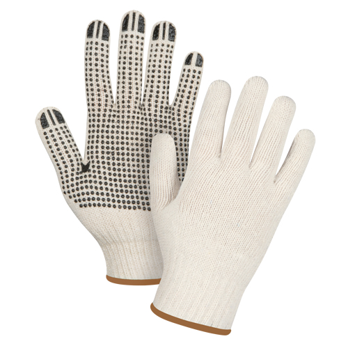Gants l&eacute;gers tricot&eacute;s &agrave; pois, Poly/coton, Un c&ocirc;t&eacute;, Calibre 7, Grand Groupe Belzile Dickner