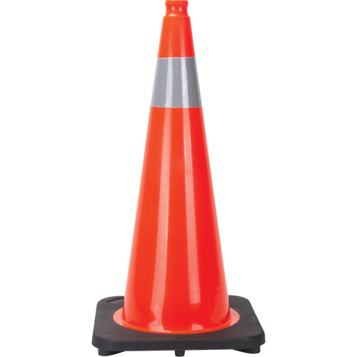C&ocirc;ne de signalisation, 28", Orange, Bande(s) r&eacute;fl&eacute;chissante(s) 4" Groupe Belzile Dickner
