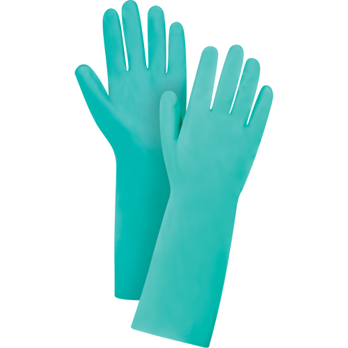 Gants de premi&egrave;re qualit&eacute; &agrave; prise en losange r&eacute;sistants aux produits chimiques, Taille Grand/9, 15" lo, Nitrile, 22 mils Groupe Belzile Dickner