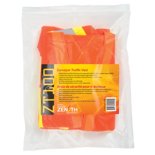 Surveyor's Safety Vest, High Visibility Orange, Large, Polyester Groupe Belzile Dickner