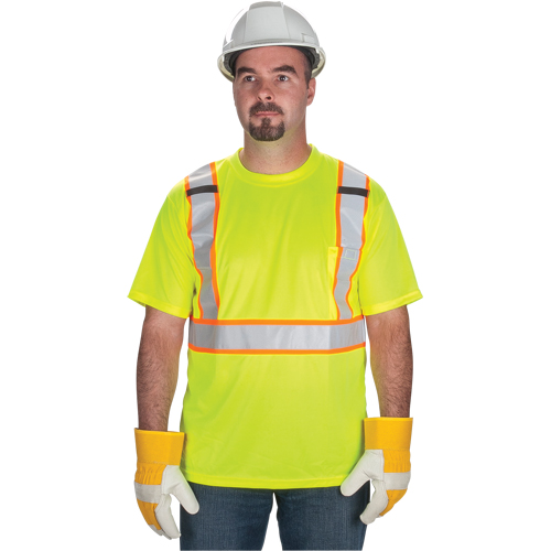 CSA Compliant T-Shirt, Polyester, Medium, High Visibility Lime-Yellow Groupe Belzile Dickner