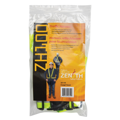 Standard-Duty Safety Harness, High Visibility Lime-Yellow, Silver Reflective Colour, X-Large Groupe Belzile Dickner