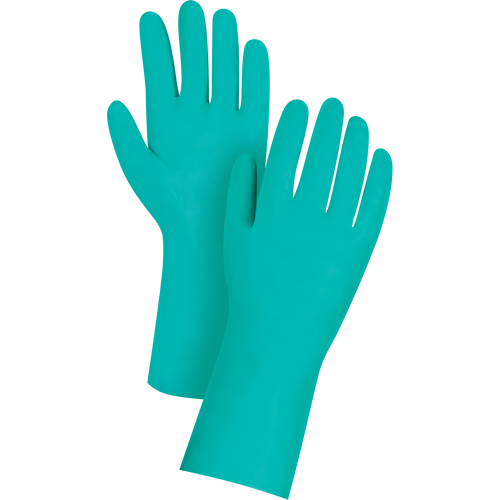 Gants de premi&egrave;re qualit&eacute; &agrave; prise en losange r&eacute;sistants aux produits chimiques, Taille Petit/7, 13" lo, Nitrile, 11 mils Groupe Belzile Dickner