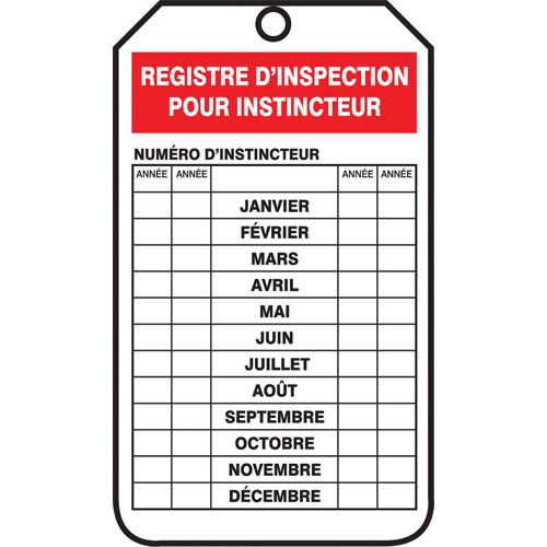 Inspection Tags, Plastic, 3-1/8" W x 5-7/8" H, French Groupe Belzile Dickner