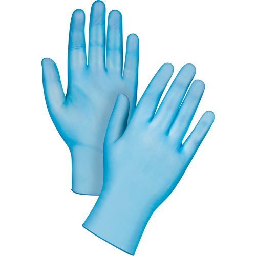 Gants jetables de calibre m&eacute;dical, Petit, Vinyle, 4,5 mils, Sans poudre, Bleu, Classe 2 Groupe Belzile Dickner
