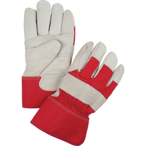 Gants d'ajusteur rouge & blanc doubl&eacute;s pour l'hiver, Grand, Paume en Cuir fleur de vache, Doublure en Boa Groupe Belzile Dickner