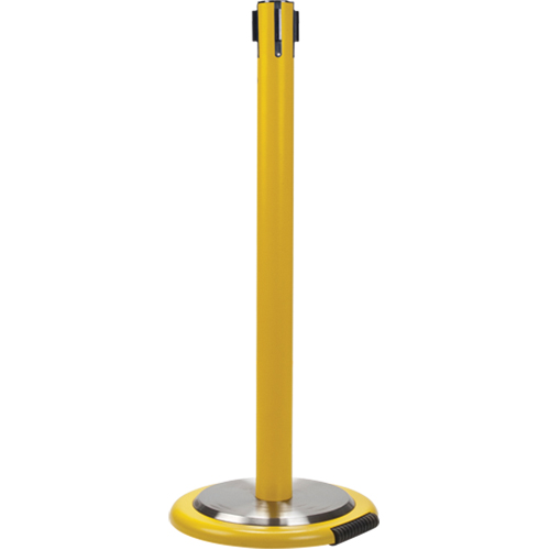 Poteau r&eacute;cepteur pour barri&egrave;res sur pieds pour le contr&ocirc;le des foules avec roues, Hauteur de 35", Jaune Groupe Belzile Dickner