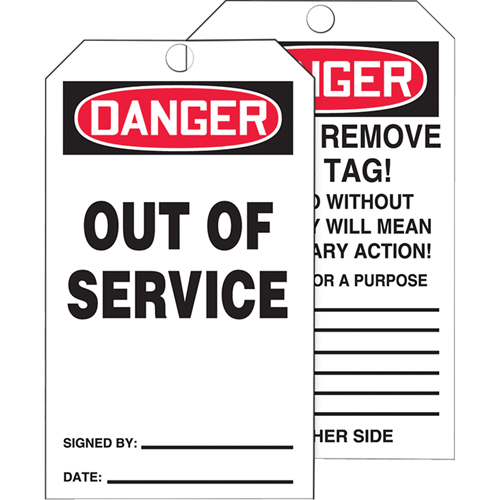 Tags By-The-Roll Safety Tags, Cardstock, 3" W x 6-1/4" H, English Groupe Belzile Dickner