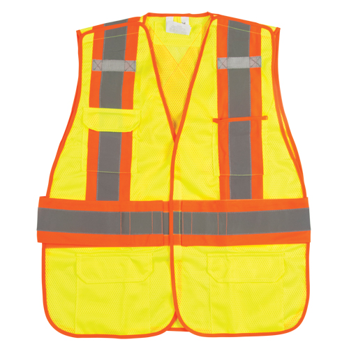 Veste d'arpenteur haute visibilit&eacute;, conforme &agrave; la CSA, Jaune lime haute visibilit&eacute;, Moyen, Polyester Groupe Belzile Dickner