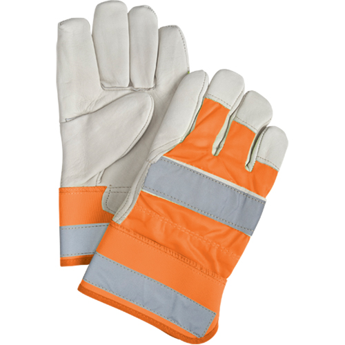 Gants d'ajusteur &agrave; chaleur sup&eacute;rieure orange haute visibilit&eacute;, Grand, Paume en Cuir fleur de vache, Doublure en Thinsulate Groupe Belzile Dickner