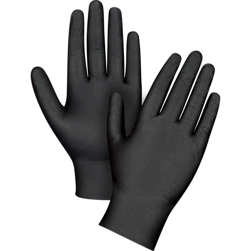 Gants d'examen de poids lourd &agrave; prise tactile, Petit, Nitrile, 8 mils, Sans poudre, Noir Groupe Belzile Dickner
