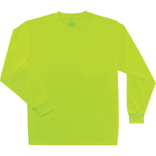 GloWear 8091 Non-Certified Long Sleeve T-Shirt, Polyester, Small, High Visibility Lime-Yellow Groupe Belzile Dickner